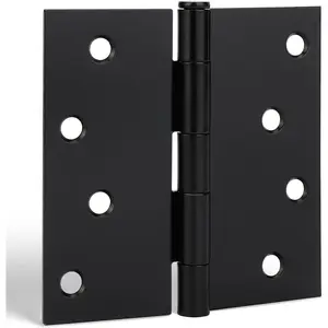 3 Pack Matte Black 4 x 4 Inch Interior Door Hinges with Square Corners