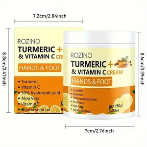 Rozino Turmeric & Vitamin C Cream for Hands & Feet - Targeted Nourishment & Specialized Care - 250g/8.81oz - Essential for Healthier Skin