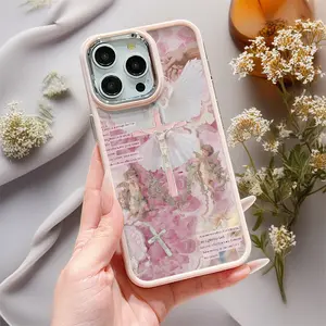 Cute Simple Phone Case with Jesus Cross Design, Shockproof Metal Frame Cover for iPhone 15 Series & More, Perfect Gift for Loved Ones