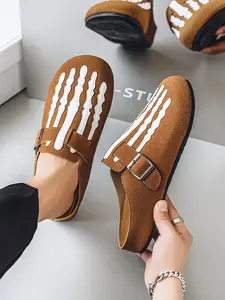 Men's Multifunctional Half-Enclosed Sandals, Soft Lining & Anti-Slip Sole, Spring Summer Home Commute Travel, Casual Low Top Lace-Up Shoes