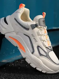 Men's Sporty Colorblock Low Top Lace Up Chunky Sneakers, Casual Comfortable Breathable Platform Sneakers, Fashionable Sneakers for Daily Footwear As Gift