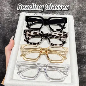 Women's Square Cat Eye Reading Glasses, +1.0-4.0 Strength, Clear Vision, Lightweight Durable Plastic Frame, Office Accessories, High Quality Eyewear