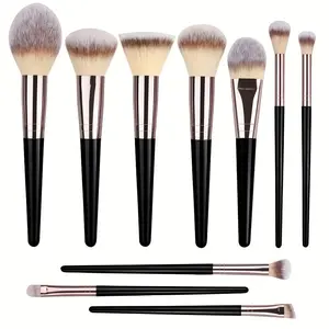 Professional Makeup Brush Set, Soft Bristles, Portable, Foundation Brush, Eyeshadow Brush, Mixing Brush, Brow Brush, Ideal for Travel