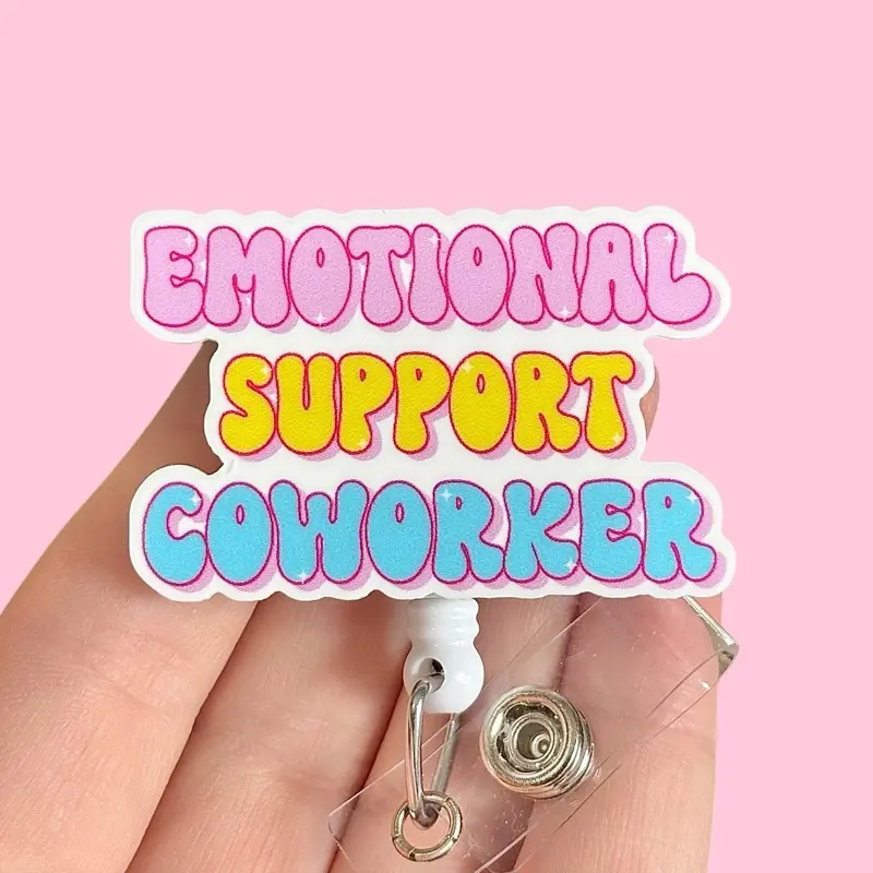 Glitter My Badge Emotional support coworker badge reel for nurse and hospital workers. Radiology Badge clip Badge pull - Retractable swivel clip with a 360 rotation. Great gift for coworker.