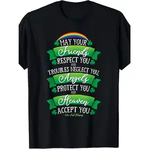 Mens Vintage Saint Patricks Day Irish Blessing T Shirt Retro Celtic Good Luck Charm Graphic Tee Featuring An Irish Saying Ideal For Casual Outings Pubs And Parades Unisex Regular Fit Couple T Shirts For 2026