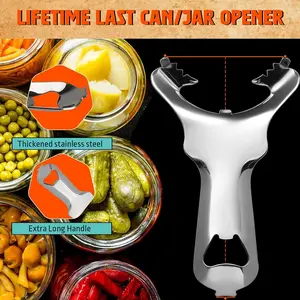 Multifunctional Mason Jar Opener Tool, Stainless Steel Can Opener, Easy-Turn Kitchen Gadget, No-Scratch Lid Removal, Durable and Rust Resistant