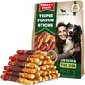 Beloved Pets Real Meat Rawhide Dog Treats - Triple Flavor Duck & Liver Chews, Dental Care, Puppy-Safe Long-Lasting Chews for Large & Small Dogs