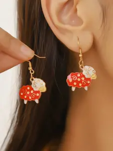 Cute Cartoon Sheep Dangle Earrings, Korean Style Oil Color Match, Versatile Personalized Ear Jewelry for Women, Fun and Unique Accessory