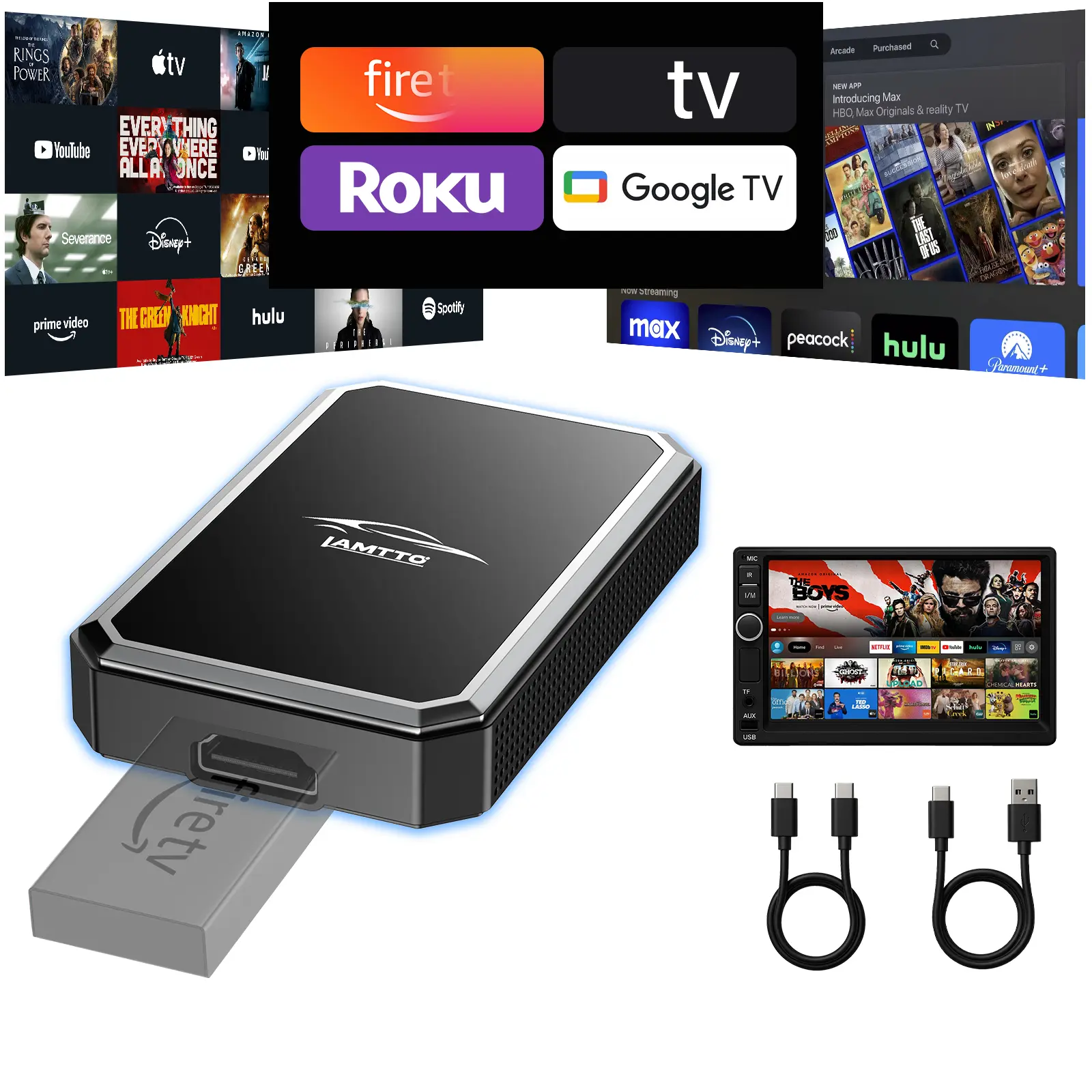 LAMTTO Wireless CarPlay Adapter for Factory Wired CarPlay Cars, HDMI Input for TV Stick Streaming to Car Screen | Apple CarPlay Converter for iPhone - No Android Auto, Car Accessories 2026 for Dad