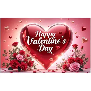 Romantic Heart Love Rose Decor Red  Heart Banner for Couples Anniversary Date Night Romantic Dinner