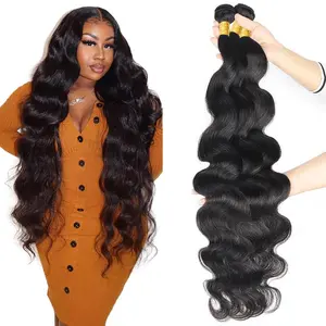 [Rovess Hair]Body Wave Human Hair Bundles 24 32 34 Inch 12A Body Wave bundles Unprocessed Brazilian Virgin Hair 3 Bundles Human Hair Deals Real Human Hair Natural Black Colo For Woman