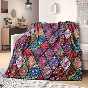 1 Luxurious Flanise Bohemian Floral Blanket - Super Soft And Comfortable, Suitable For Sofas, Beds, Cars, Offices, Camping, And Travel. It Is The Perfect Gift For All Four Seasons During
