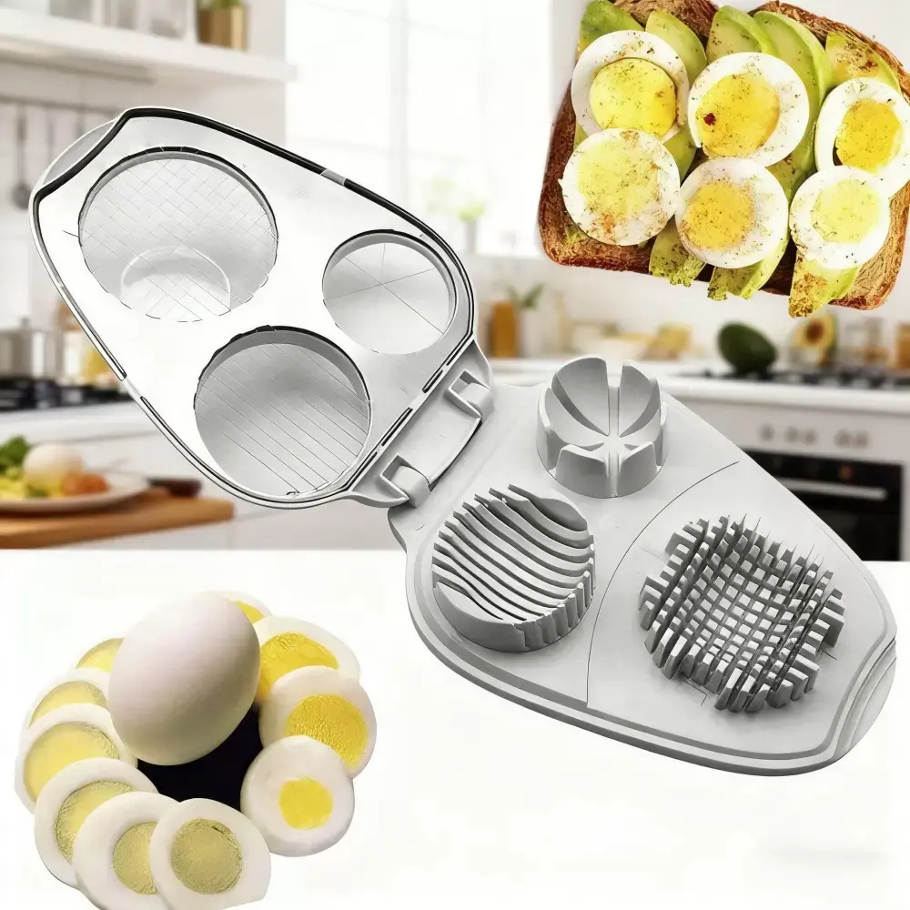 Heavy-Duty Manual Egg Slicer, Crusher, And Chopper - Multi-Functional Egg Cutter Tool With Circular Blade For Precise Egg, Easy-Clean Kitchen Gadget For Omelets, Salad, Breakfast - Ideal For Home & Commercial Kitchens, Meal Prep Accessory, Sturdy Build