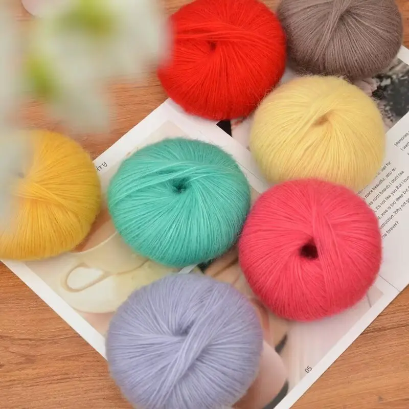 150g Wool Mohair Long Fiber Fine Yarn for Handmade DIY Crafts Knitting Crochet Items, Fashionable Women's Sweater Material, Shawl Scarf Thread Balls, Knitting Supplies, 6pcs/pack