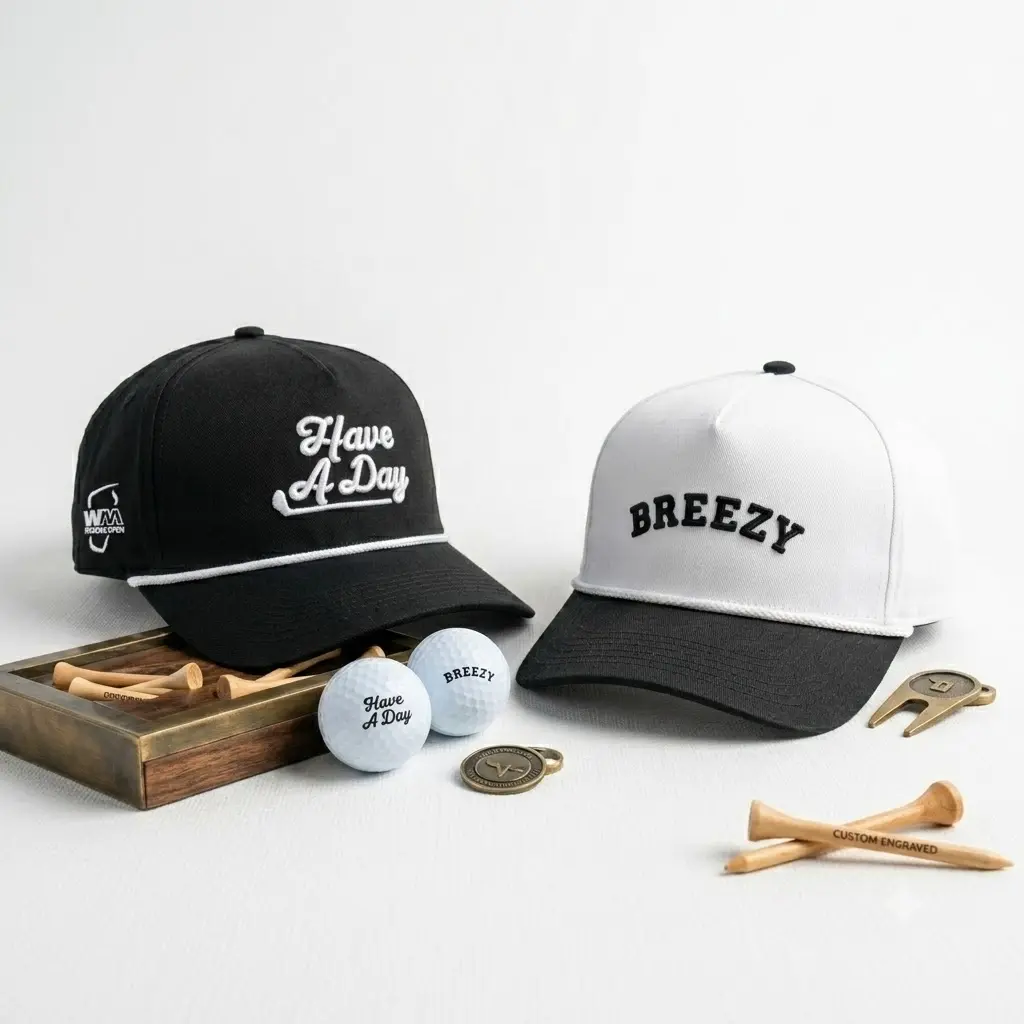 Super Deal 2-in-1 | Limited Edition 2-Pack Breezy Golf "Have A Day" & "BREEZY" Rope Hats | Premium Tour-Inspired Adjustable Golf Caps | Classic Black & White Snapback Collection | Country Club Lifestyle