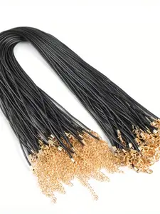 50pcs Wax Rope Necklace Chains, Lobster Clasp, 45cm Long with 5cm Extender, Handmade DIY Jewelry Accessories