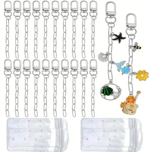 20 sets Keychain Making Kit Metal Keychain Clips with Key Ring Swivel Snap Hook Lobster Claw Clasps and Extender Chain Bulk for DIY Craft Supplies Jewelry Bags Accessories Gift
