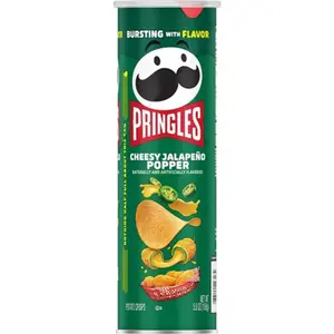 3x Pringles Chessy Jalapeno Popper - Spicy Cheese Flavored Potato Crisps Snack Chips Savory Salty Treats Bundle Bulk Lot Wholesale Multipack Quick Lunch Side Munchies School Work Office Party Appetizer Food Pantry 5.5oz 3ct