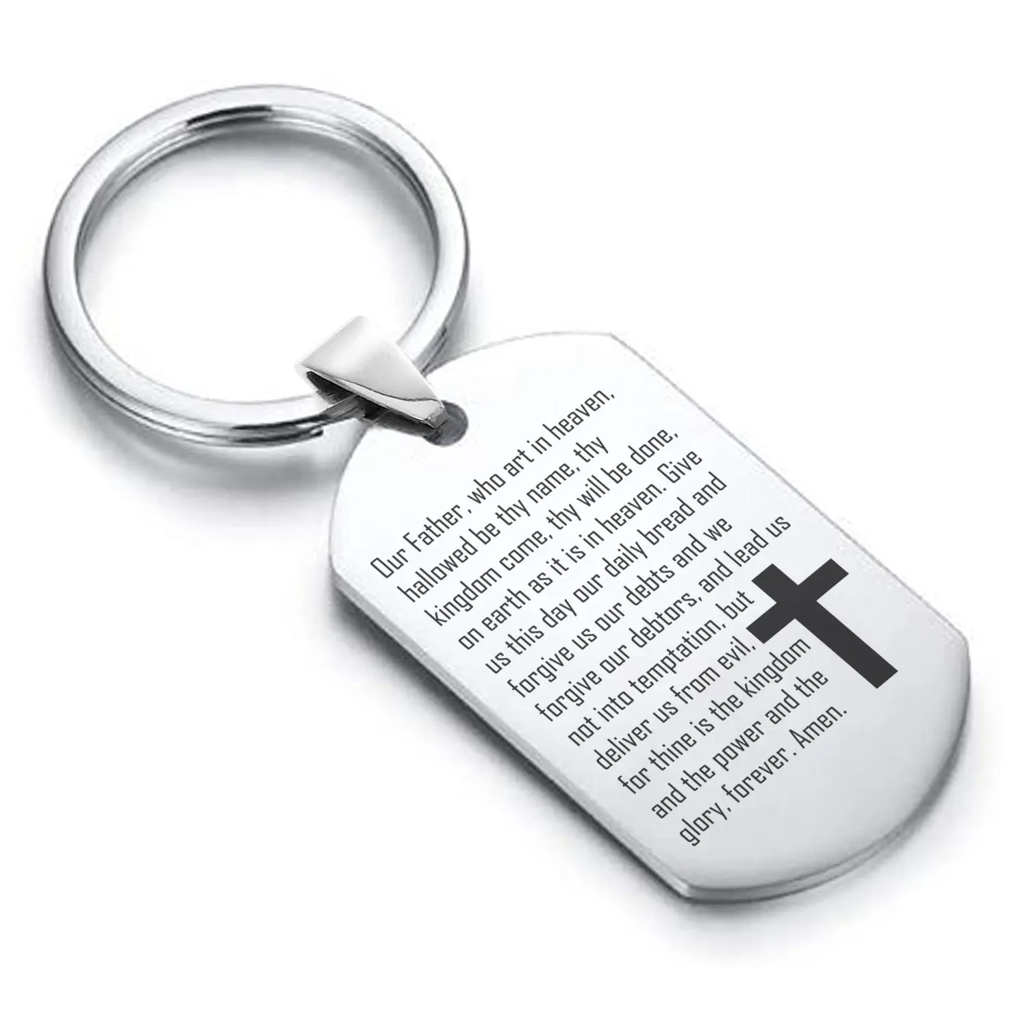 Stainless Steel The Lord’s Prayer Dog Tag Keychain
