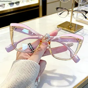 Y2K Cat-Eye Transparent Anti-Blue Light Glasses, Ultra-Light PC Frames in Stylish Pink & Clear Colors, Trendy Fashion Eyewear for Streetwear, Daily Outfits & Trendy Looks