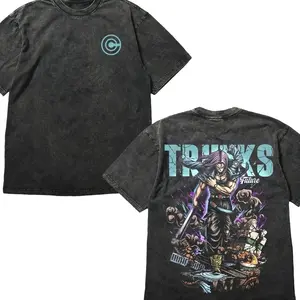 Future Trunks Anime T-Shirt - Vintage Washed Heavyweight Cotton Tee, Capsule Corp Graphic Streetwear, Retro Oversized Dragon B Shirt for Men & Women