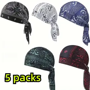 5pcs Unisex Bandana Hat Set, Cooling Safety Helmet Liner, Motorcycle Pirate Bandana Accessory for Sports & Outdoor Use
