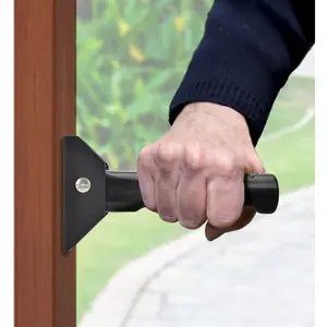 Doorway Flip Assist Handle, Door Assistant Support Grip Handle, Doorway Stair Assist Grab Bar for Elderly or People Who with Balance Issues - Supports Up to 300 Pounds (Black)