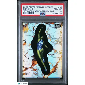 2025 Topps Marvel Comic Book Heroes 1975 Gold Anniversary She-Hulk #90 PSA 10