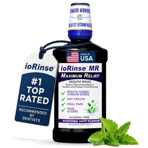 ioRinse MR Oral Rinse Mouthwash for Dry Mouth & Mouth Sores Relief, Alcohol Free Therapeutic Mouthwash for Oral Mucositis, Canker Sores & Irritation, Dentist Recommended Oral Rinse, Mint Flavor, 1 L