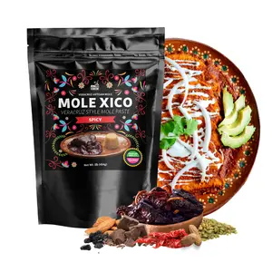 Authentic Artisan Mole Xico Veracruz SPICY 1.1 Lb (455gr) Spicy Flavor | Artesanal Mole Veracruzano Sabor Picante | Premium Quality Ingredients, All Natural, No GMO´s, No Additives. Imported From Veracruz Mexico. Dried Snack