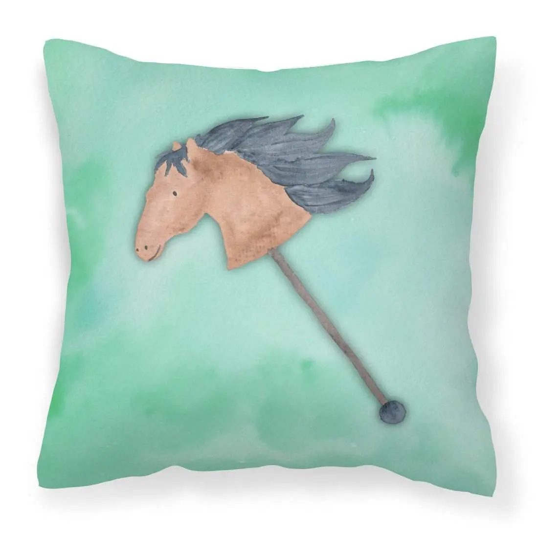 Stick Horse Watercolor Fabric Decorative Pillow, Vibrant Color-Fast Dyed, Indoor-Patio Furniture Accessory, Model BB7366PW1818