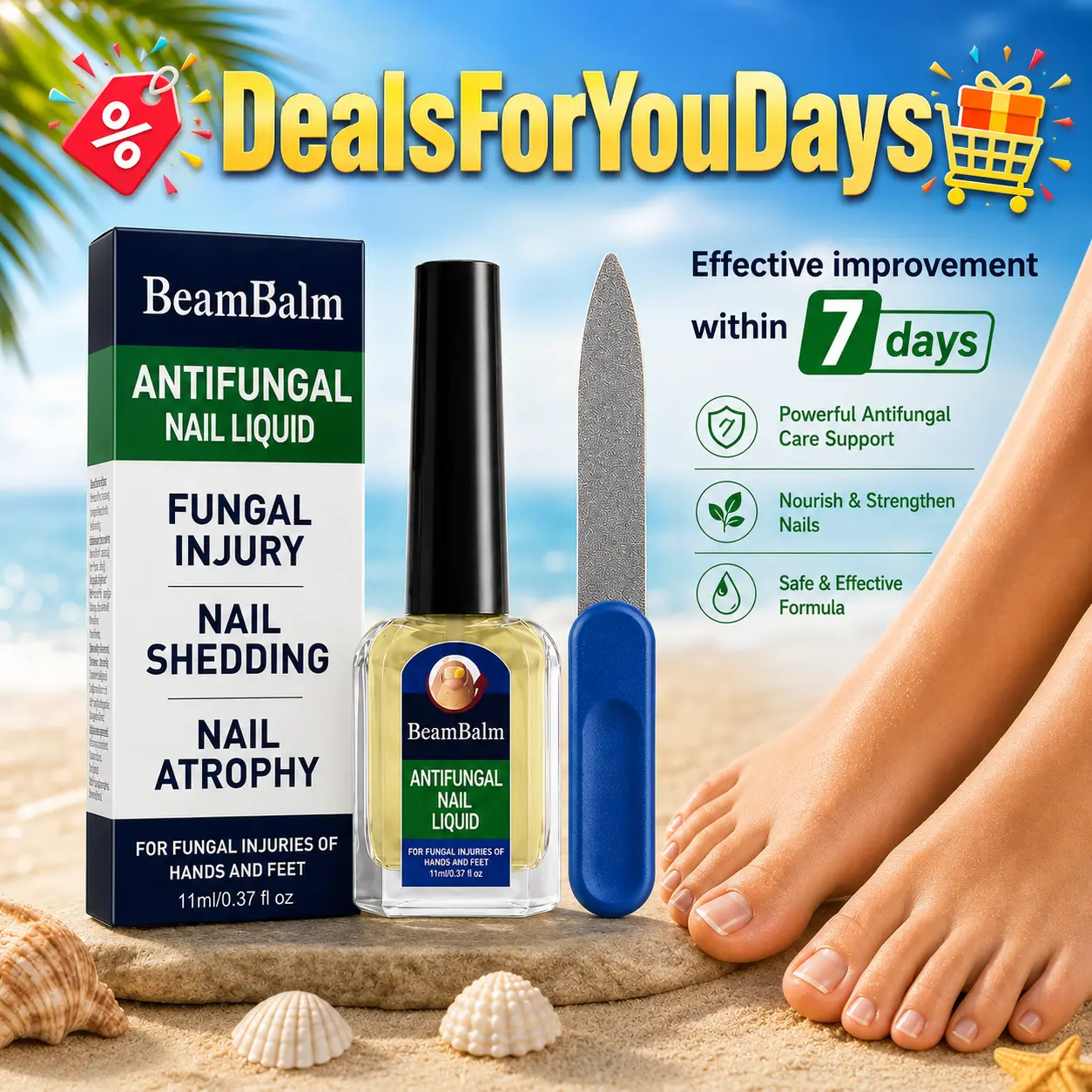 Powerful antifungal nail conditioner: antibacterial + nourishing + conditioning. Specially designed for damaged nails, restoring their shine. A guardian of nail health for the whole family. #DealsForYouDays