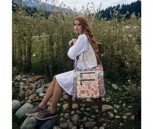 Floral Patchwork Shoulder Crossbody Bag, MYRA Purse, Colorful canvas Tote Handbag, heavy-duty canvas, hippie boho bag