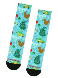 National Lampoon's Christmas Vacation Moose Glass Squirrel Tree Sublimation Mid-Calf Crew Socks