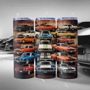 Numerous Muscle Cars on a Skinny Tumbler 20  oz cups