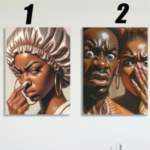 Hilarious Toilet Wall Art for Black Homes, Black People Funny Posters, Sassy & Stinky Reactions Print, African American Couple Decor Bathroom Noframe