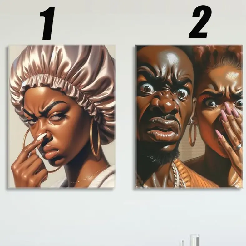Hilarious Toilet Wall Art for Black Homes, Black People Funny Posters, Sassy & Stinky Reactions Print, African American Couple Decor Bathroom Noframe