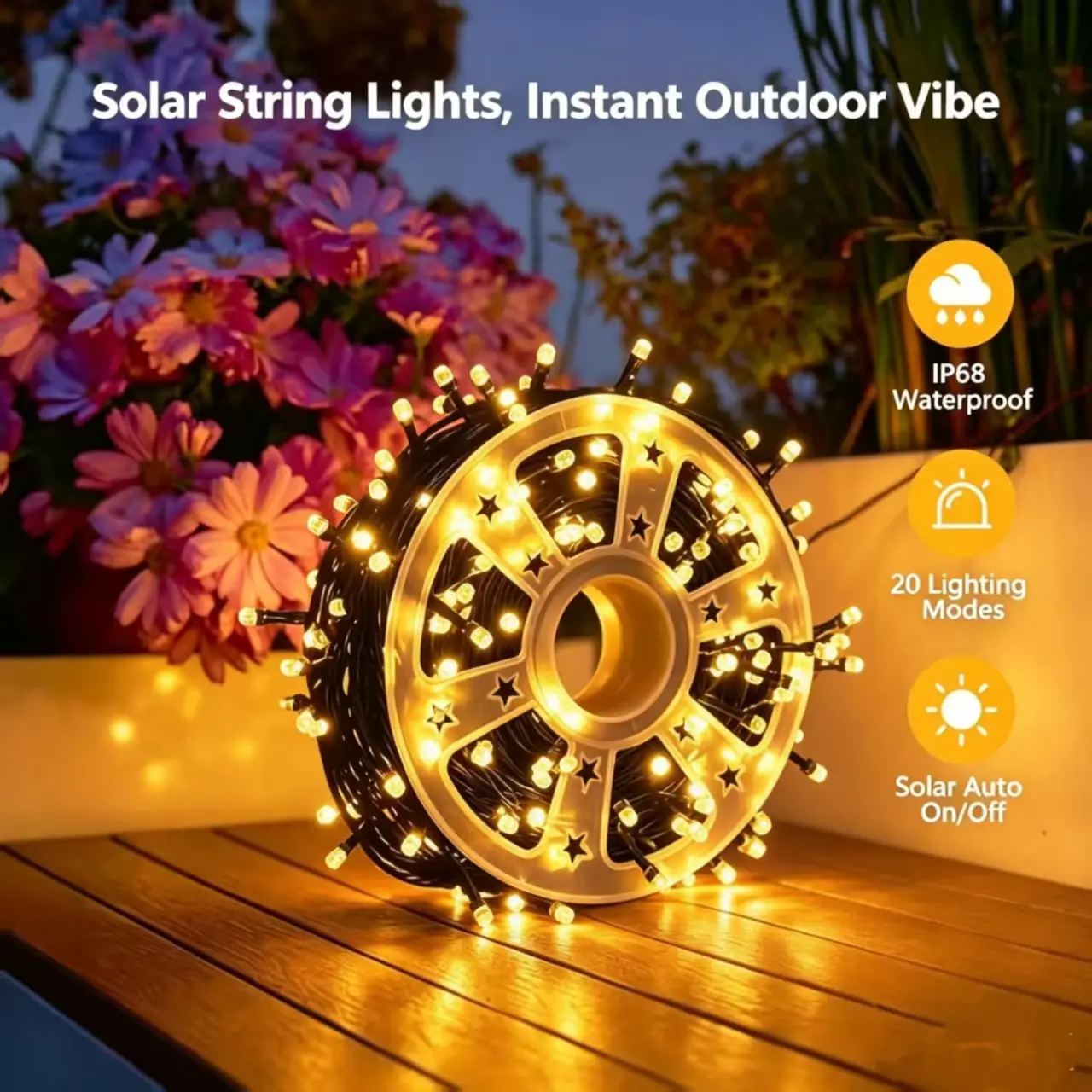 KEXU  Solar Lights Outdoor -165 FT Smart Energy Efficient LED Solar String Lights with 20 Modes , Waterproof, Automatic Illumination, 20+ Hr Runtime, Warm Vibrant Ambiance Decor for Patio, Festive Occasions, Holiday Gift