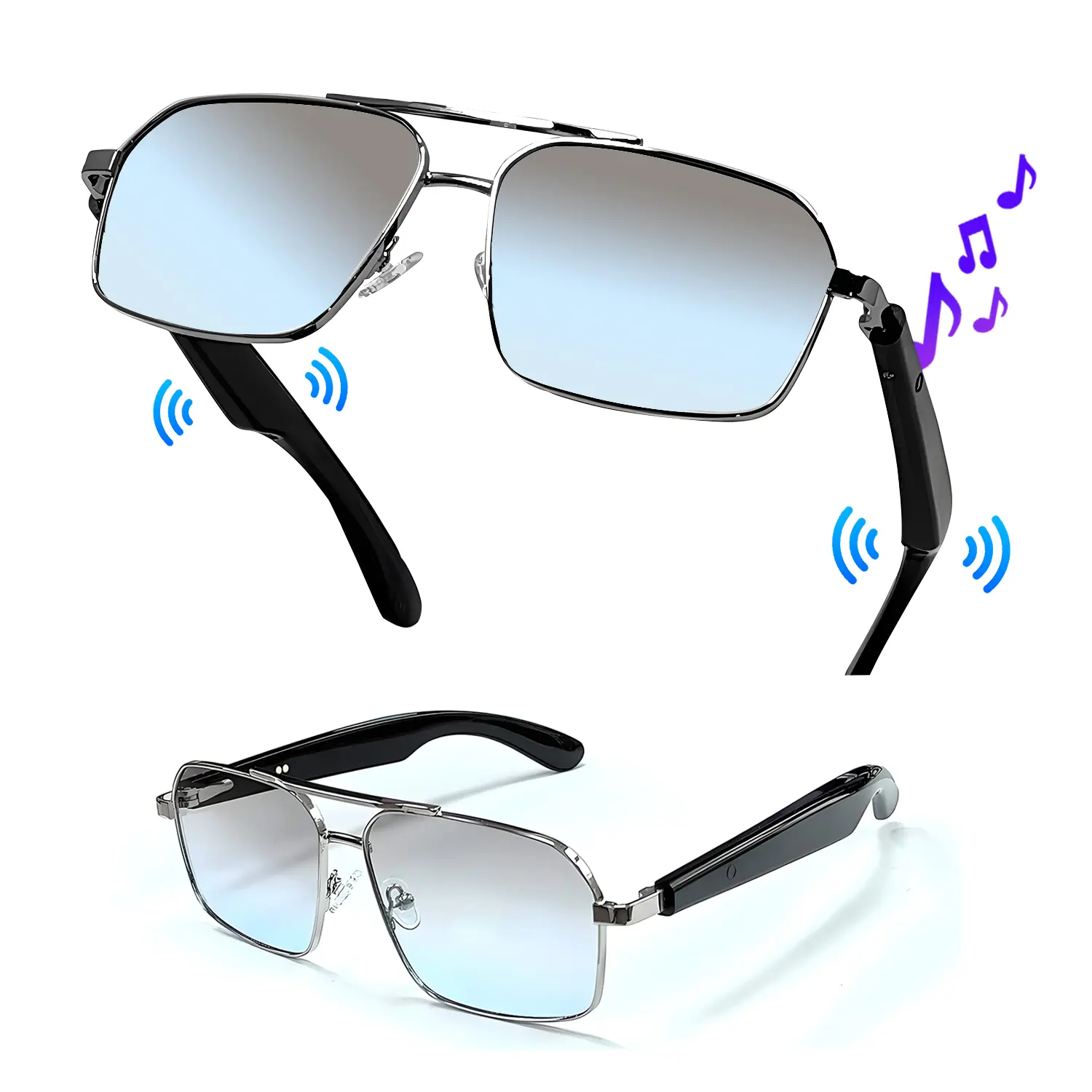 Smart Audio Sunglasses with Speakers, Wireless Music and Calls, Lightweight Frame, Touch Control, Decorative Lens, Model Xinghao Gt-31