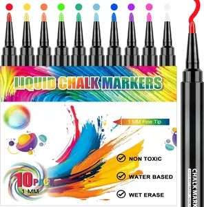 Liquid Chalk Markers for  Calendar Planning Board - Fine Tip Wet Erase Markers for Dry Erase Board, Whiteboard, Glass, Mirror - 1mm Fine Point, Easy to Erase, Quick Drying (10 Color)