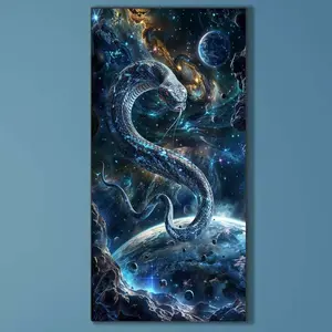 5D DIY Full Diamond Round Diamond Painting Kit - Cosmic Giant Snake Mosaic, Canvas - DIY Decorative Painting, Home Wall Art, Perfect for Halloween and Christmas, Independence Day, Birthdays, and Anniversary Gifts.