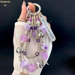 2026 New Rhinestone Butterfly Wristlet – Luxury Beaded Phone Charm for Cases, Bags & Car Chains, Sparkly Trendy Accessory, Perfect Gift for Women, Teens & Girls