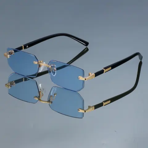 Fashion Retro Square Glasses, Vintage Eyeglasses, Frameless Simple Versatile Casual Eyewear for Men & Women, Rimless Frame Eyeglasses, Trendy Casual Glasses