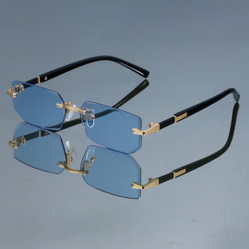 Fashion Retro Square Glasses, Vintage Eyeglasses, Frameless Simple Versatile Casual Eyewear for Men & Women, Rimless Frame Eyeglasses, Trendy Casual Glasses
