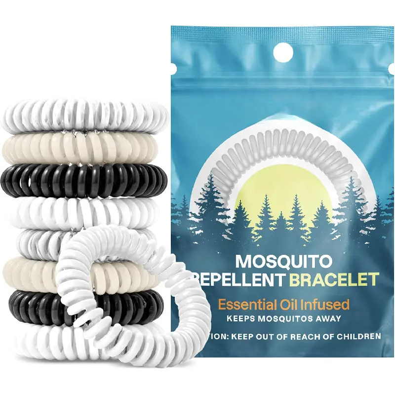 20 Pack Mosquito Repellent Bracelets for Adults & Kids (Neutral Colors) - Natural DEET-Free Bands, Individually Wrapped