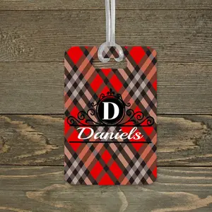Personalized Luggage Tag | Custom Monogram Bag Tag | Red and Black Plaid