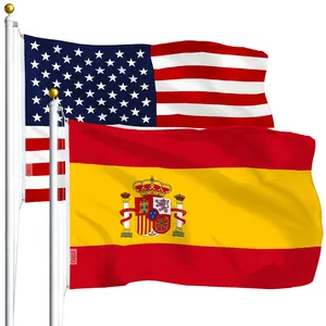G128 Combo Pack: USA  3x5 Ft 75D Printed Stars & Spain (Spanish) Flag 3x5 Ft 75D Printed