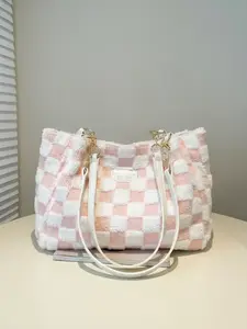 Women's Fashion Plaid Pattern Tote Bag, Large Capacity Shoulder Bag, Casual Versatile Handbag Purse for Daily Used, Fashionable Patterned Bag