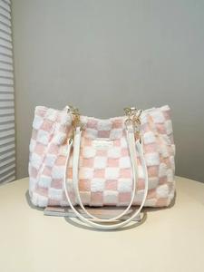 women's fashion plaid pattern tote bag, large capacity shoulder bag, casual versatile handbag purse for daily used, casual commuter bag