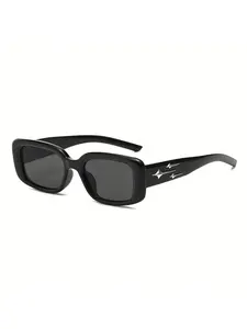 Unisex Y2K Retro Square Frame Fashion Glasses - Lightweight Black Plastic with Star Design